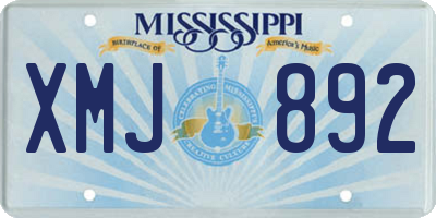 MS license plate XMJ892