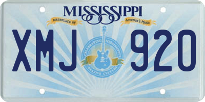 MS license plate XMJ920
