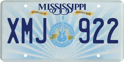 MS license plate XMJ922