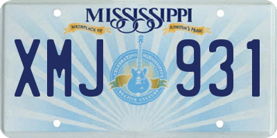 MS license plate XMJ931