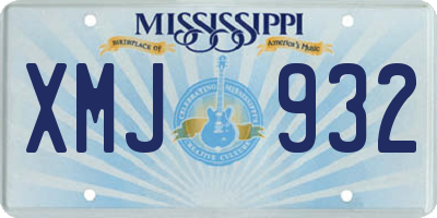 MS license plate XMJ932