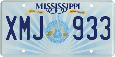 MS license plate XMJ933