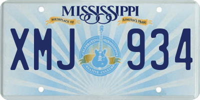 MS license plate XMJ934