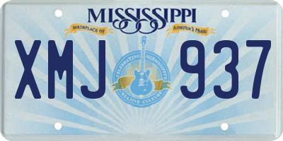MS license plate XMJ937