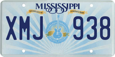 MS license plate XMJ938
