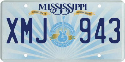 MS license plate XMJ943