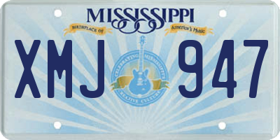 MS license plate XMJ947