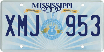 MS license plate XMJ953