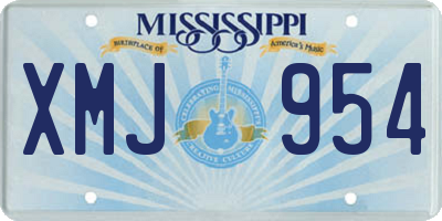 MS license plate XMJ954