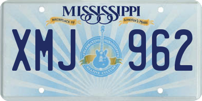 MS license plate XMJ962