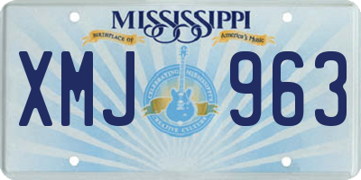 MS license plate XMJ963