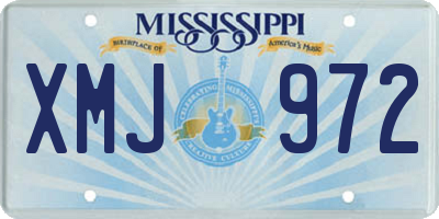 MS license plate XMJ972