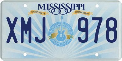 MS license plate XMJ978