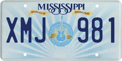 MS license plate XMJ981