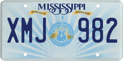 MS license plate XMJ982