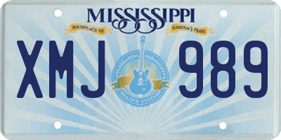 MS license plate XMJ989