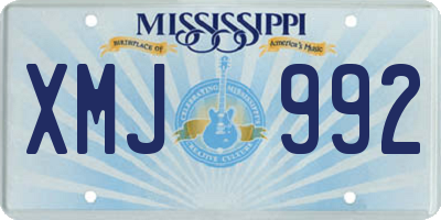 MS license plate XMJ992
