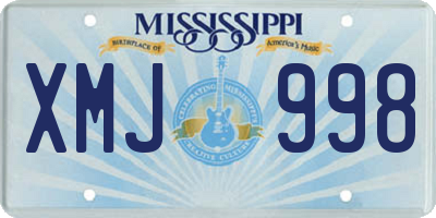 MS license plate XMJ998