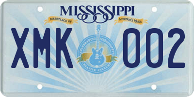 MS license plate XMK002