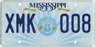 MS license plate XMK008