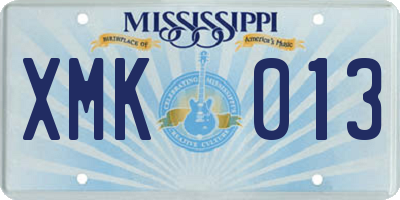 MS license plate XMK013