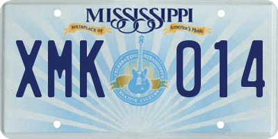 MS license plate XMK014