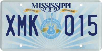 MS license plate XMK015