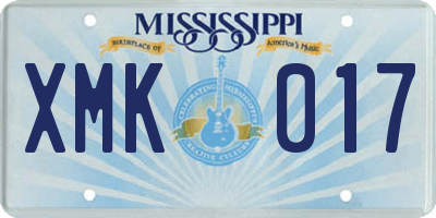 MS license plate XMK017