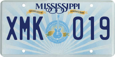 MS license plate XMK019