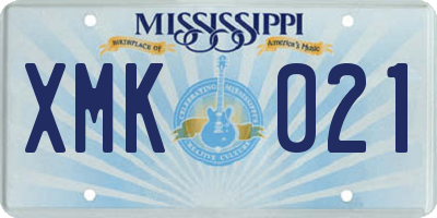 MS license plate XMK021