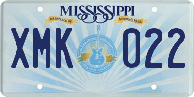 MS license plate XMK022