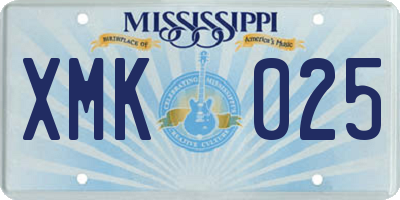 MS license plate XMK025