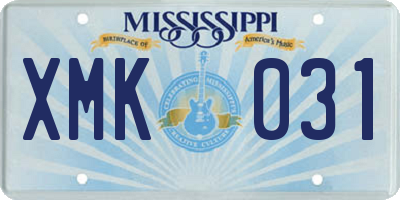 MS license plate XMK031
