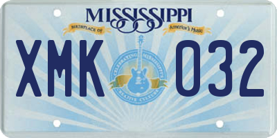 MS license plate XMK032