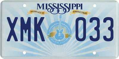 MS license plate XMK033