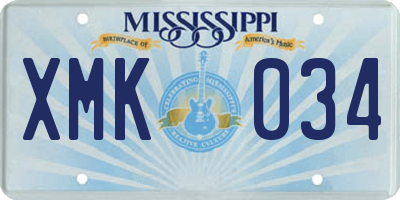 MS license plate XMK034