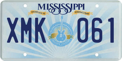 MS license plate XMK061