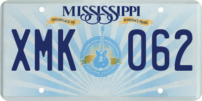 MS license plate XMK062