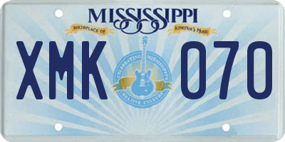 MS license plate XMK070