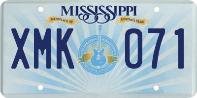 MS license plate XMK071