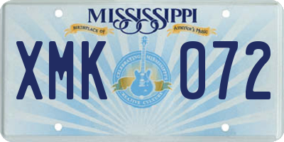MS license plate XMK072