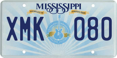 MS license plate XMK080