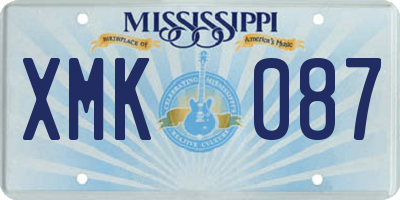 MS license plate XMK087
