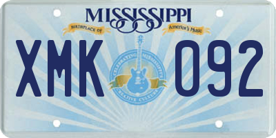 MS license plate XMK092