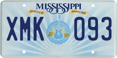 MS license plate XMK093