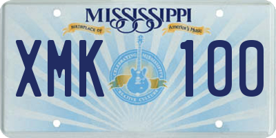 MS license plate XMK100