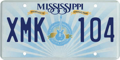 MS license plate XMK104
