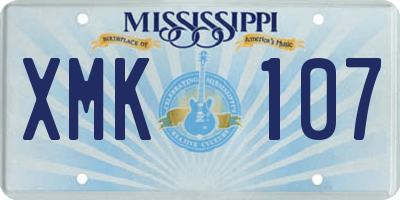 MS license plate XMK107