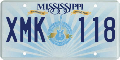 MS license plate XMK118