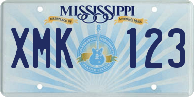 MS license plate XMK123
